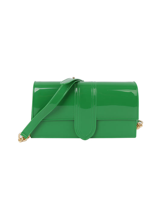 Chain Accented Jelly Shoulder Bag