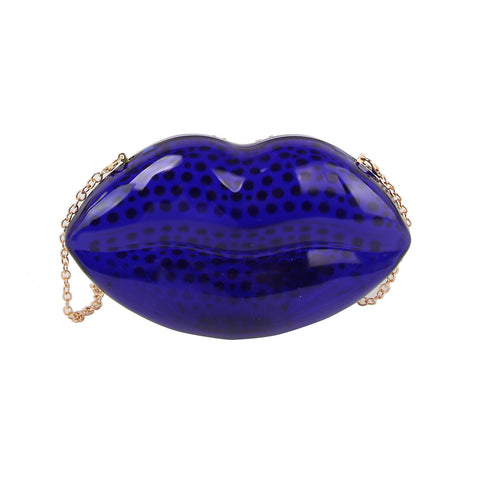 Rhinestone Studded Lips Evening Bag