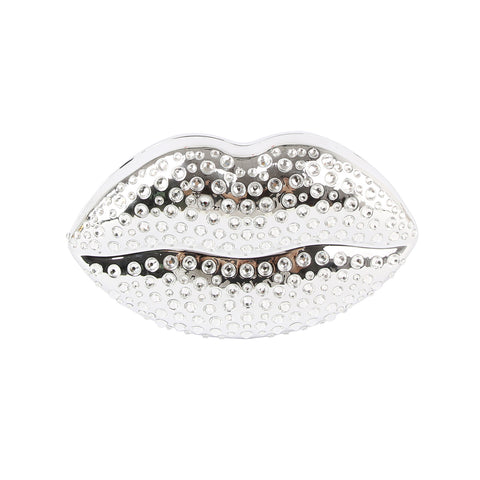 Rhinestone Studded Lips Evening Bag