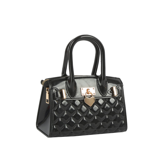 Quilted Jelly Heart Lock Satchel