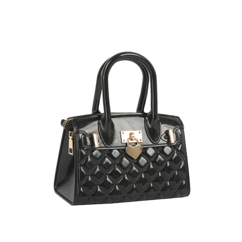 Quilted Jelly Heart Lock Satchel
