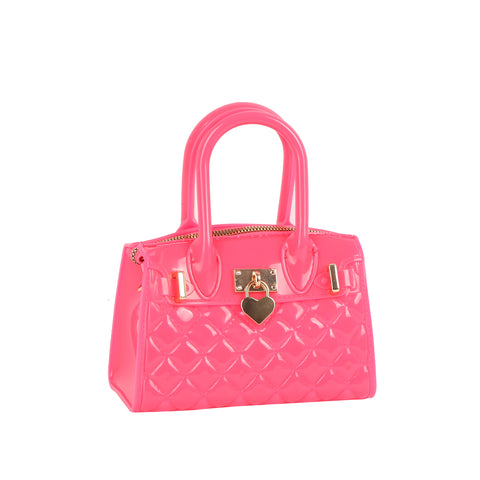Quilted Jelly Heart Lock Satchel