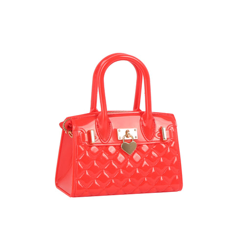 Quilted Jelly Heart Lock Satchel