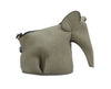 The Unique Elephant Design Shoulder Bag is crafted from textured olive-green faux leather, shaped like an elephant with a long trunk, rounded body, large floppy ear, and a top zip closure.