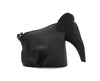 The Unique Elephant Design Shoulder Bag is a black faux leather handbag styled like an elephant, with a trunk-shaped front, ear details, and a top zip closure, shown against a white background.