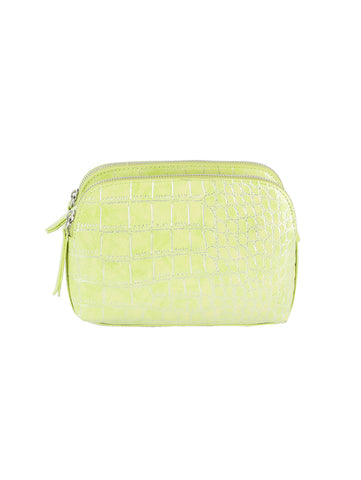 Multiple Compartment Alligator Embossed Shoulder Bag