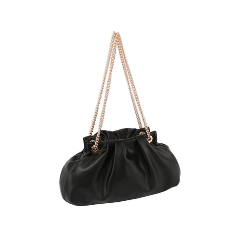 Chain Accented Pleated Shoulder Bag