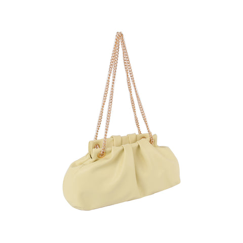 Chain Accented Pleated Shoulder Bag