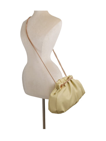 Chain Accented Pleated Shoulder Bag