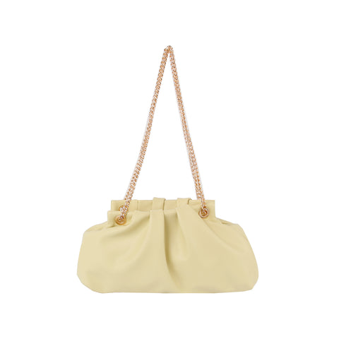 Chain Accented Pleated Shoulder Bag