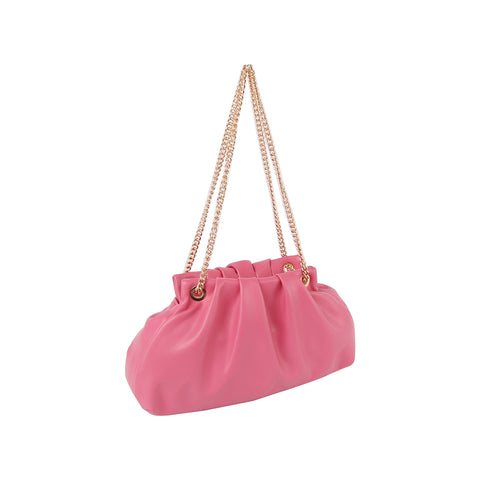 Chain Accented Pleated Shoulder Bag