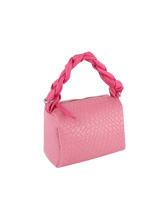 Decorative Handle Woven Petite Handbag