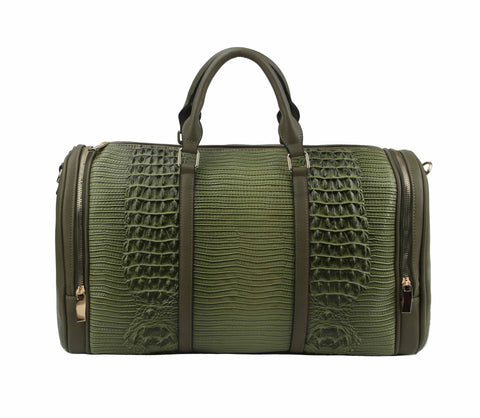 Alligator Embossed Large Carry-On Handbag