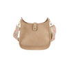 Casual leather crossbody bag with guitar strap