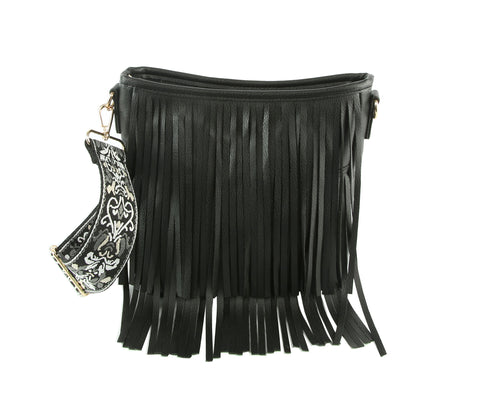 Women Crossbody Guitar Strap Tassel Handbag