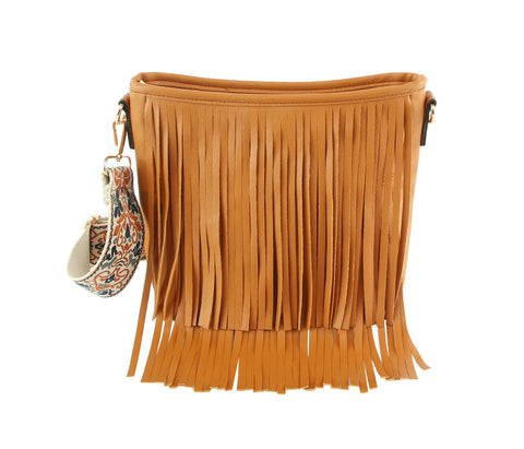 Women Crossbody Guitar Strap Tassel Handbag