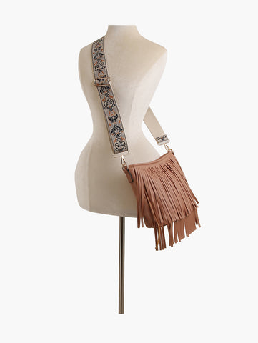 Women Crossbody Guitar Strap Tassel Handbag
