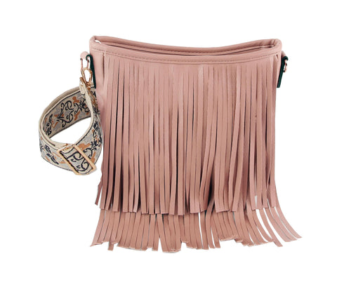 Women Crossbody Guitar Strap Tassel Handbag