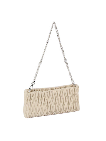 Embossed Chain Accented Shoulder Bag