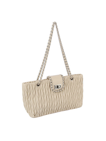 Quilted Chain Accented Shoulder Bag