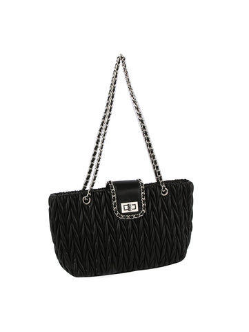 Quilted Chain Accented Shoulder Bag