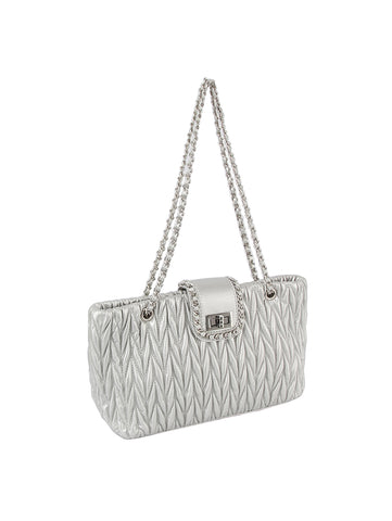 Quilted Chain Accented Shoulder Bag