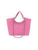 Classic Quilted Chain Accented Tote Handbag