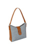 Denim And Faux Leather Hobo Handbag