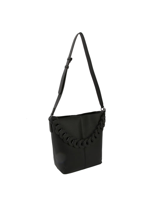 Monochromatic Chain Accented Shoulder Bag