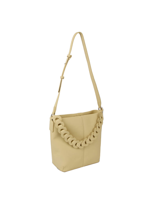 Monochromatic Chain Accented Shoulder Bag