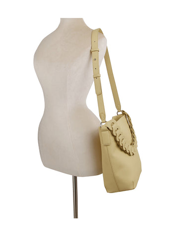 Monochromatic Chain Accented Shoulder Bag