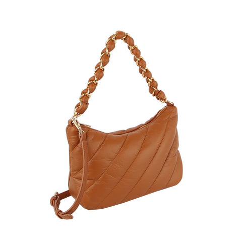 Quilted Chain Accented Shoulder Bag