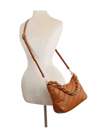 Quilted Chain Accented Shoulder Bag