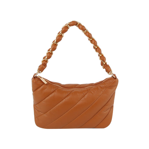 Quilted Chain Accented Shoulder Bag