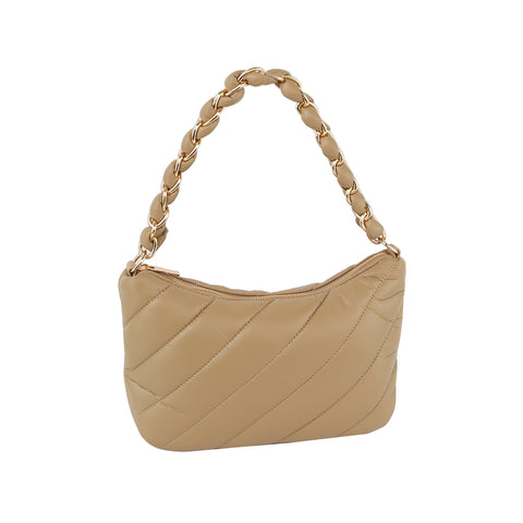 Quilted Chain Accented Shoulder Bag