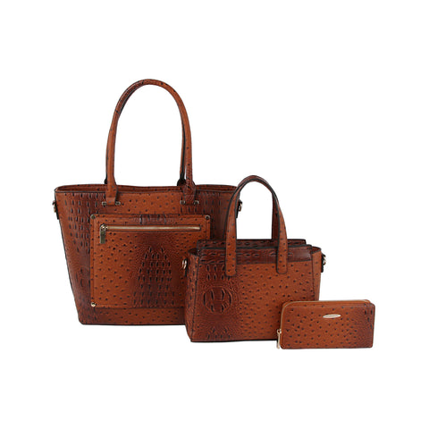 Croc Embossed 3 in 1 Tote Handbag Set