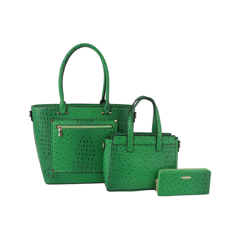 Croc Embossed 3 in 1 Tote Handbag Set