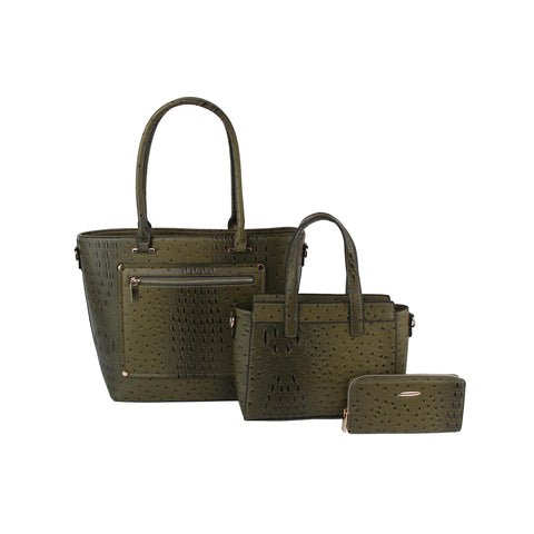 Croc Embossed 3 in 1 Tote Handbag Set