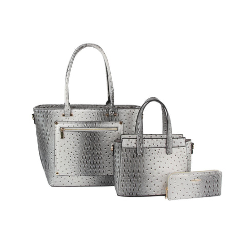 Croc Embossed 3 in 1 Tote Handbag Set