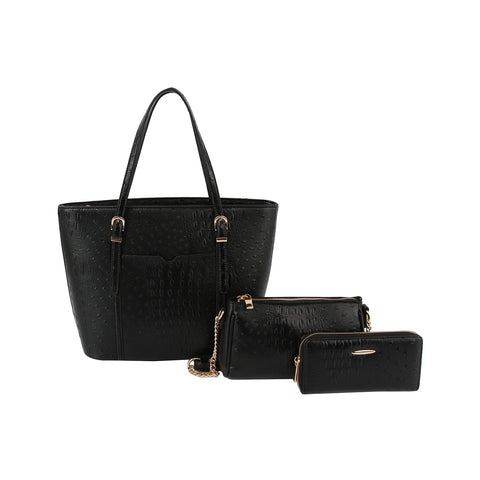 Croc Embossed Incredible 3-Piece Tote Handbag Set