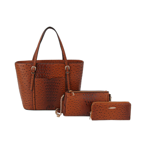 Croc Embossed Incredible 3-Piece Tote Handbag Set