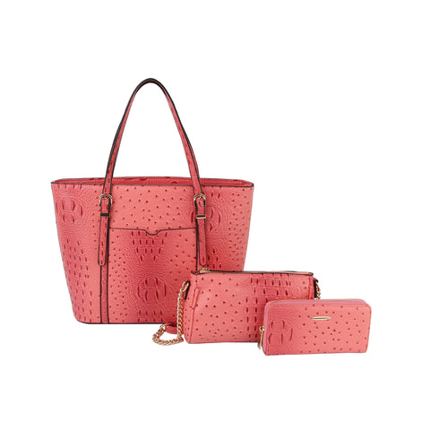 Croc Embossed Incredible 3-Piece Tote Handbag Set