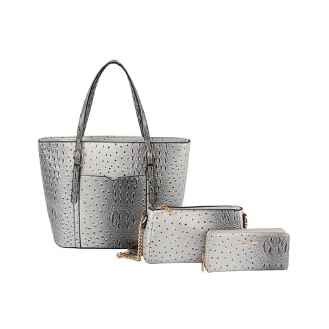 Croc Embossed Incredible 3-Piece Tote Handbag Set