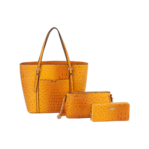 Croc Embossed Incredible 3-Piece Tote Handbag Set