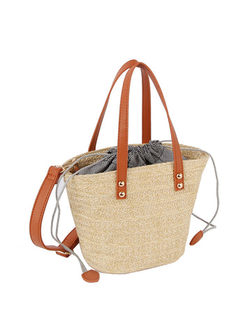 Petite Straw Bucket Bag