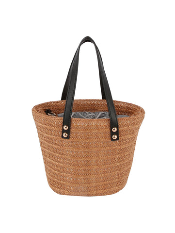 Petite Straw Bucket Bag