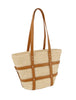 Woven Straw and Faux Leather Beach Tote