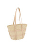 Woven Straw and Faux Leather Beach Tote