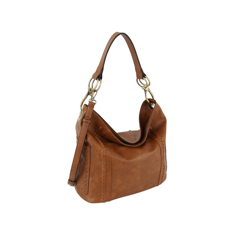 Whipstitch Ring Accented Hobo Bag