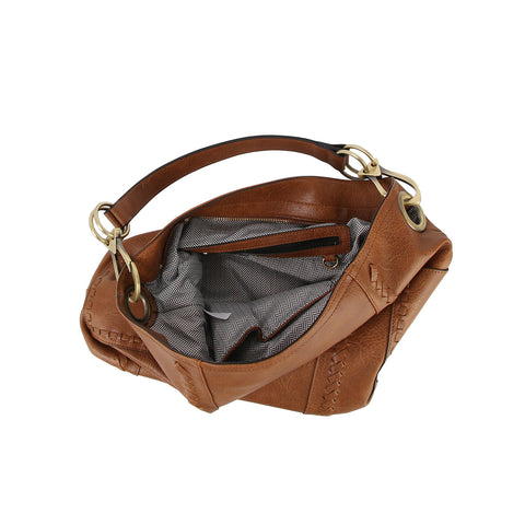 Whipstitch Ring Accented Hobo Bag